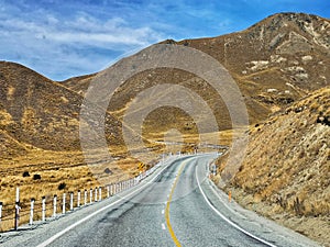 State Highway 8 at Lindis Pass on the South Island of New Zealand