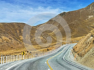 State Highway 8 at Lindis Pass on the South Island of New Zealand