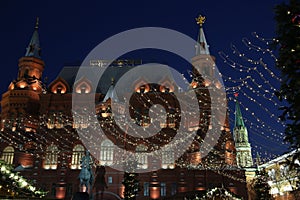 The State Historical Museum, a building on Moscow`s Red Square was built in 1875.