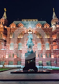 The State Historical Museum and Marshal Zhukov statue, Moscow, R