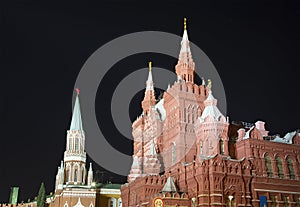 State Historical Museum at night. Moscow, Russia