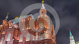 The State Historical Museum of Russia timelapse hyperlapse. Located between Red Square and Manege Square in Moscow