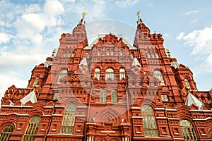 State Historical Museum of Russia, wedged between Red Square and Manege Square in Moscow, Russia