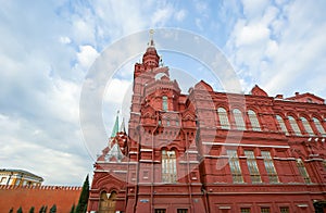 State Historical Museum of Russia, wedged between Red Square and Manege Square in Moscow, Russia