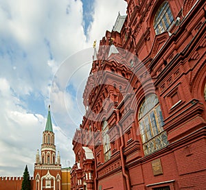 State Historical Museum of Russia, wedged between Red Square and Manege Square in Moscow, Russia