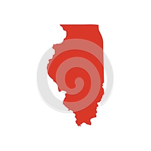 State of Illinois vector map silhouette. Il state shape icon. Outline contour map of State of Illinois.