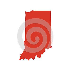 State of Indiana vector map silhouette. IN state shape icon. Outline contour map of State of Indiana.