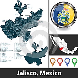 Map of Jalisco, Mexico photo