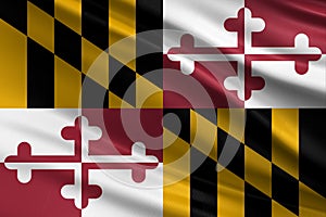 Maryland flag with fabric texture, official colors, 3D illustration