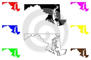 State of Maryland (United States of America, USA or U.S.A.) silhouette and outline map