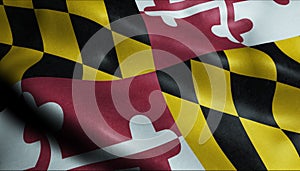 State of Maryland Waving Flag in 3D