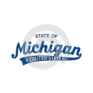 State of Michigan lettering design. Michigan, United States, typography design. Michigan, text design. Vector and illustration.