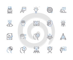 State of mind line icons collection. Serenity, Joy, Elation, Tranquility, Calm, Contentment, Bliss vector and linear