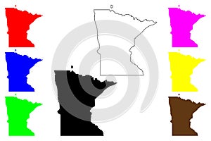 State of Minnesota (United States of America, USA or U.S.A.) silhouette and outline map