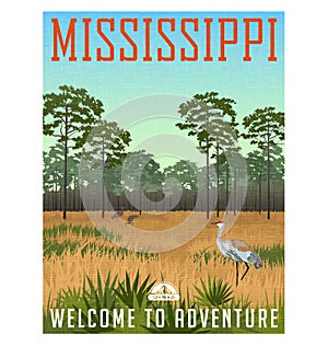 State of Mississippi travel poster or sticker