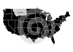 State Montana on USA territory map. White background. Vector illustration