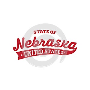 State of Nebraska lettering design. Nebraska, United States, typography design. Nebraska, text design. Vector and illustration.