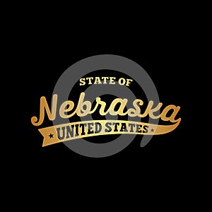 State of Nebraska lettering design. Nebraska, United States, typography design. Nebraska, text design. Vector and illustration.