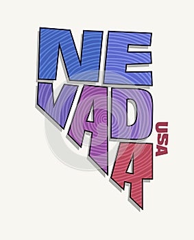 State of Nevada with the name distorted into state shape. Pop art style vector illustration