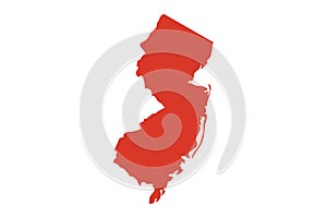 State of New Jersey vector map silhouette. Outline NJ shape icon or contour map of the State of New Jersey