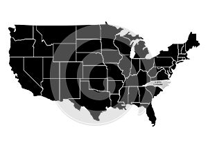 State North Carolina on USA territory map. White background. Vector illustration