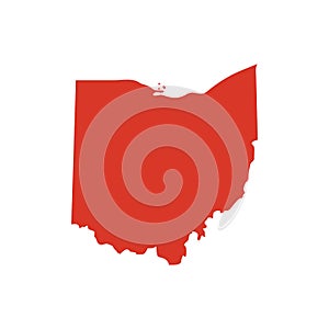 State of Ohio vector map silhouette. OH state shape icon. Outline contour map of Ohio.