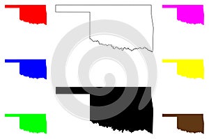 State of Oklahoma (United States of America, USA or U.S.A.) silhouette and outline Oklahumma map