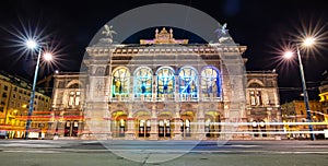 State Opera House at night, Vienna city