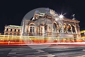 State Opera in Vienna Austria at night