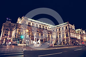 State Opera in Vienna Austria at night