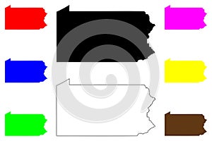 State of Pennsylvania (United States of America, USA or U.S.A.) silhouette and outline Commonwealth of Pennsylvania map