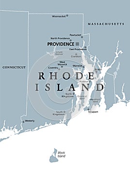 State of Rhode Island and Providence Plantations, gray political map photo