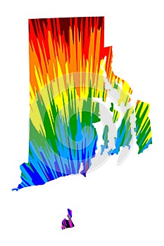 State of Rhode Island and Providence Plantations - map is designed rainbow abstract colorful pattern