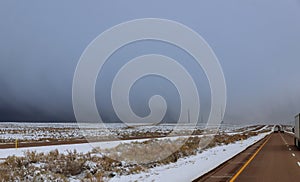 State road 64 to New Mexico, in winter