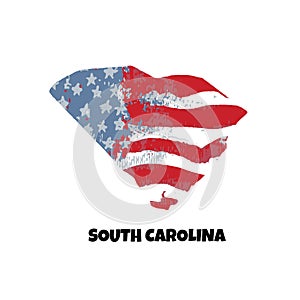 State of South Carolina. United States Of America. Vector illustration. USA flag.