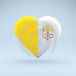 State symbol of Vatican City on glossy badge. Icon in the shape of a heart