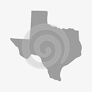 State of Texas map in gray on a white background