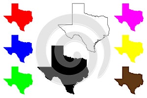 State of Texas (United States of America, USA or U.S.A.) silhouette and outline map