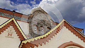 The State Tretyakov Gallery against the moving clouds-- is an art gallery in Moscow, Russia