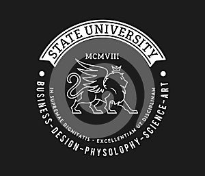 State university badge white on black