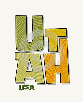 State of Utah with the name distorted into state shape. Pop art style vector illustration