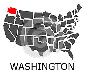 State of Washington on map of USA