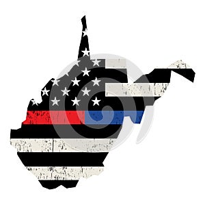 State of West Virginia Police and Firefighter Support Flag Illustration