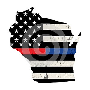 State of Wisconsin Police and Firefighter Support Flag Illustration