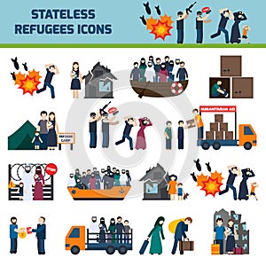 Stateless refugees icons