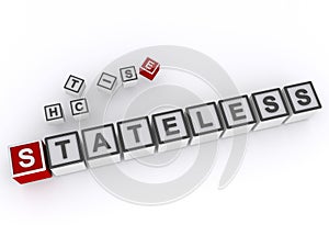 stateless word block on white