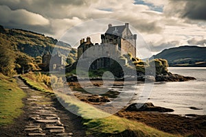Stately Scot scottish castle. Generate Ai photo
