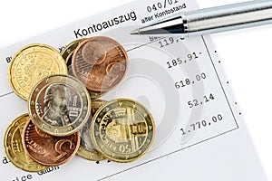 Statement of account and coins