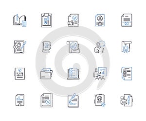 Statements line icons collection. Assertion, Claim, Declaration, Pronouncement, Proclamation, Affirmation, Confirmation