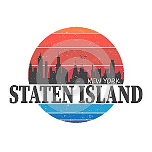 Staten Island. Borough of New York city. Editable vector logo design.